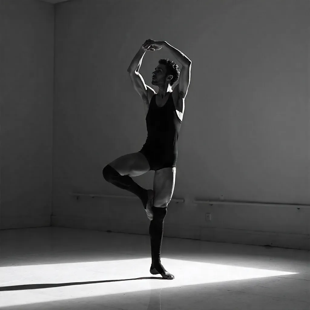 Monochrome Grace: A Male Ballet Dancer in Poised Pose