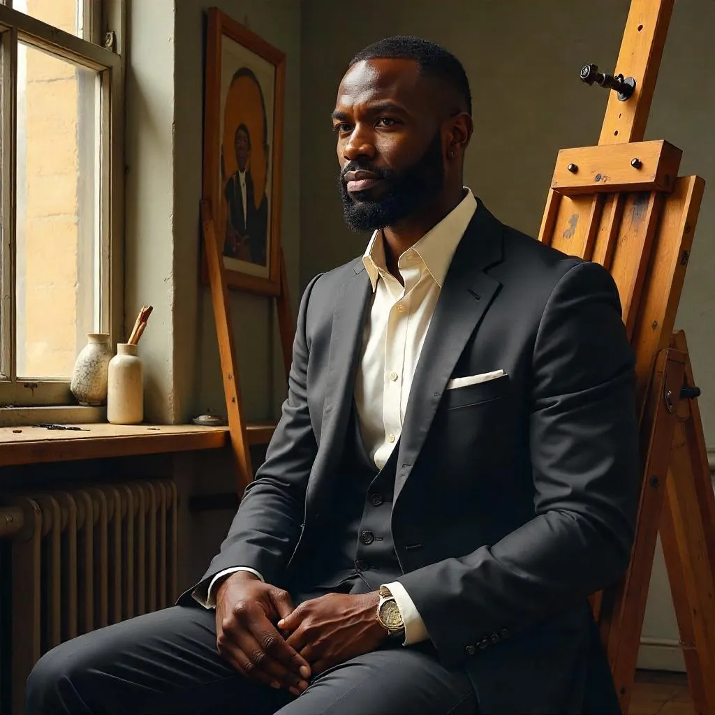 Oil Portrait of a Professional Black Man in a Studio