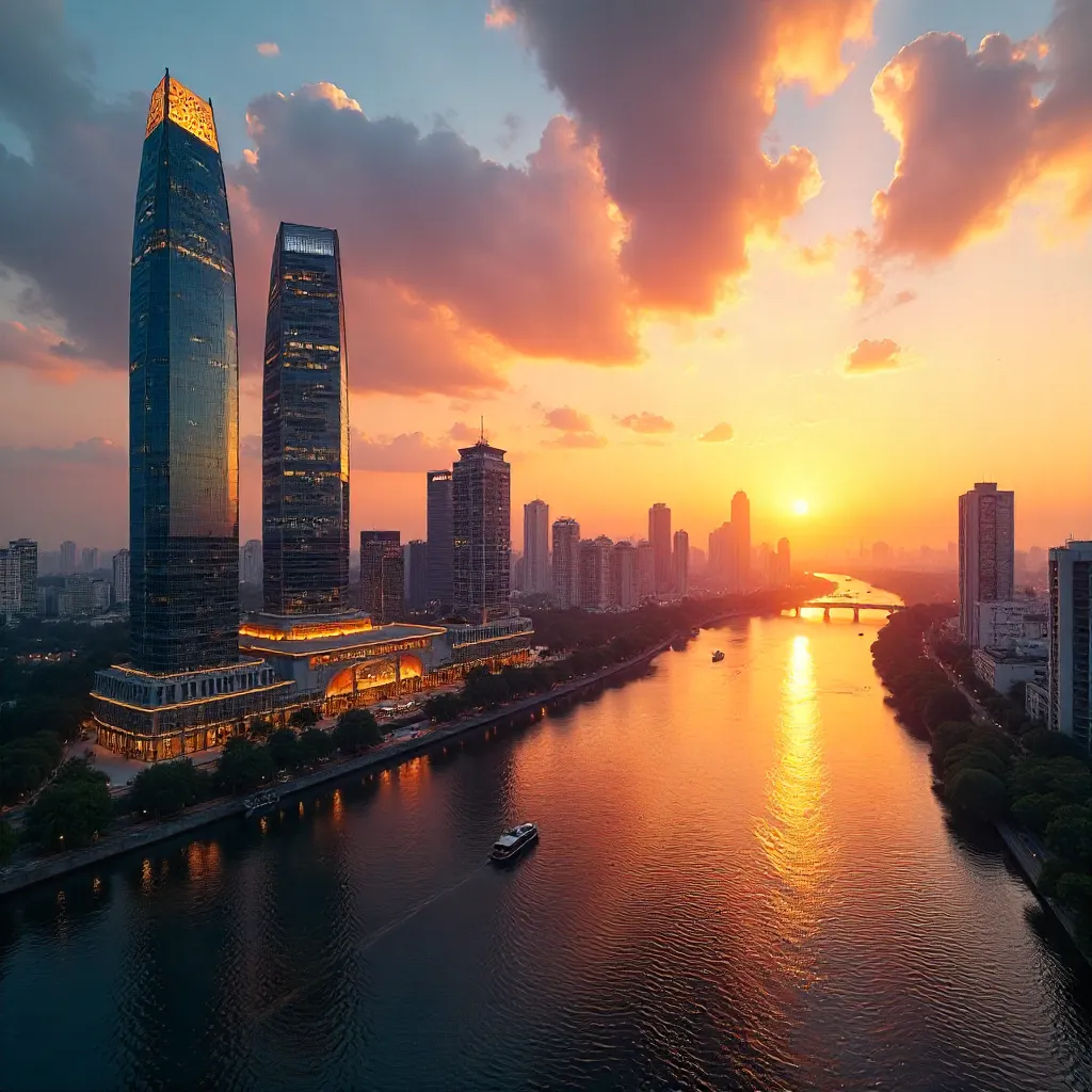 Sunset Skyline of Saigon with Landmark 81