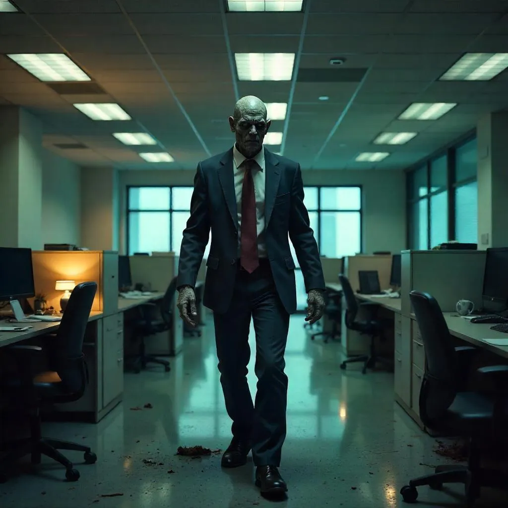 Photoreal Zombie in a Quiet Office Building