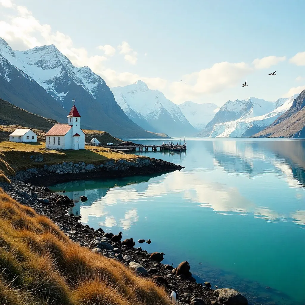 Grytviken Harbor at Dawn: South Georgia Peaks