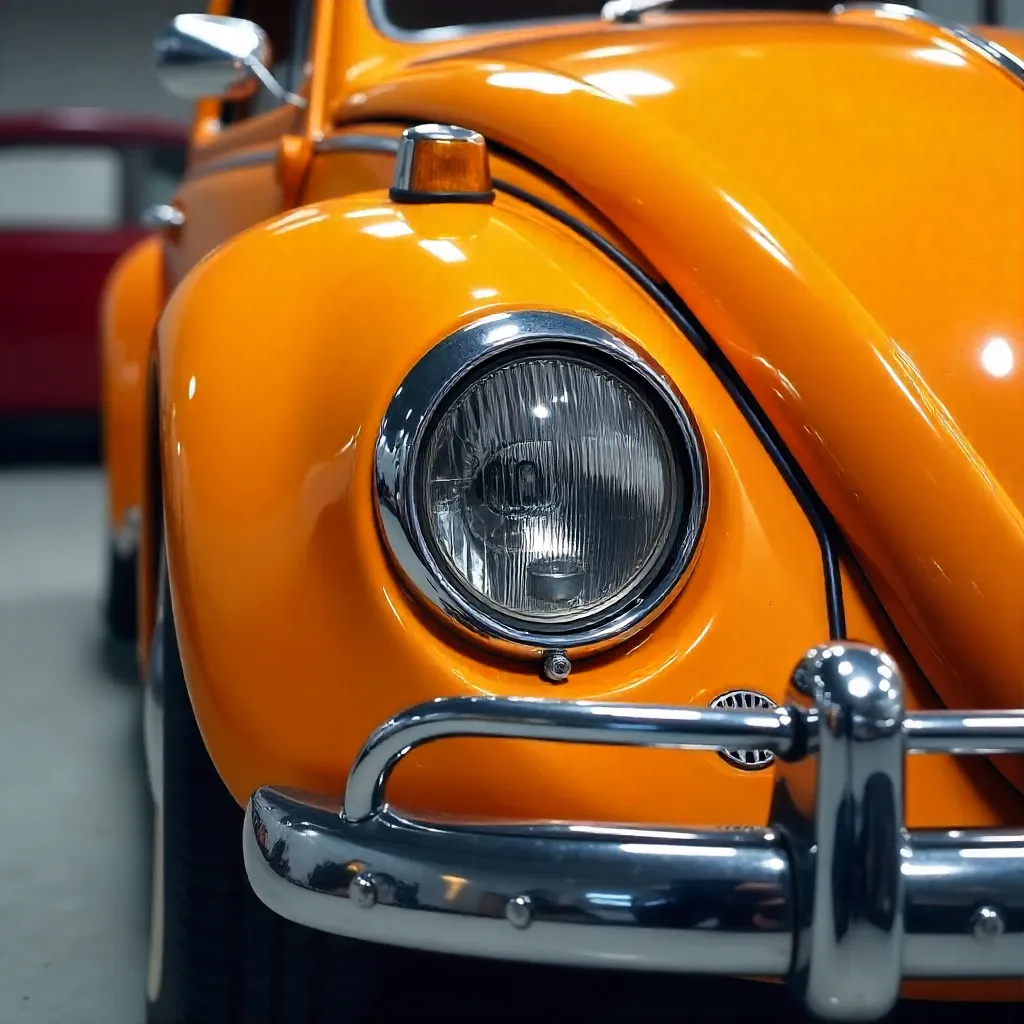 Close-Up Orange Beetle Headlight & Bumper