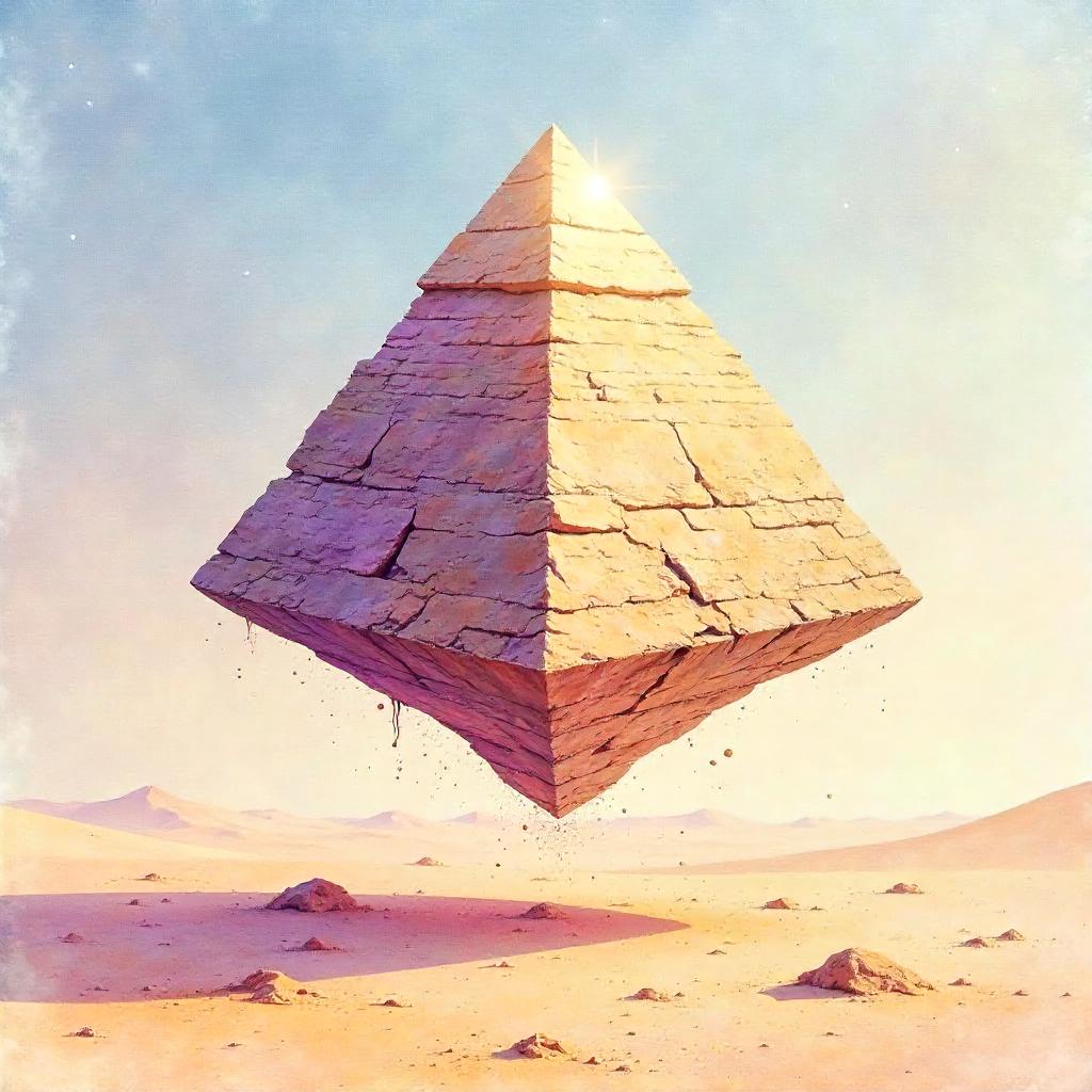 Weightless Watercolor Pyramid in Zero Gravity