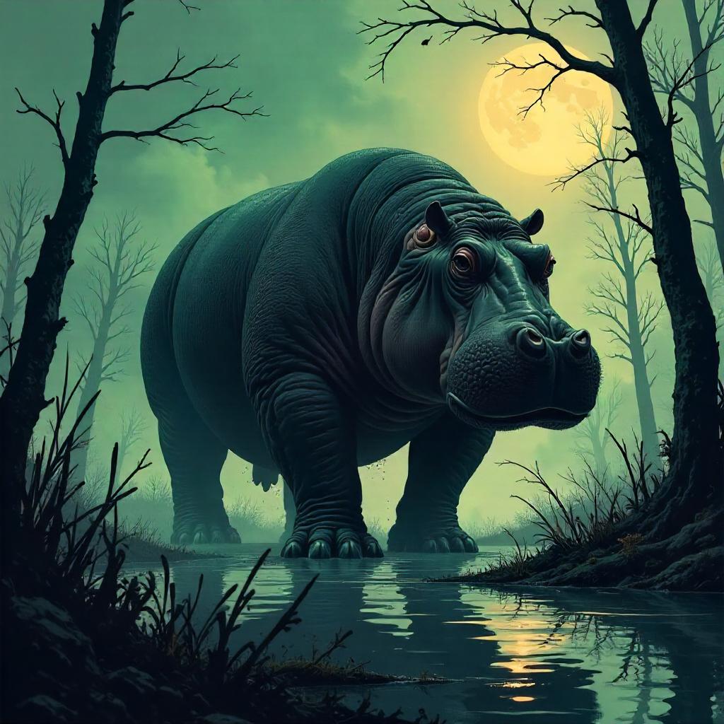 Fogbound Hippo in Comic Book Fog