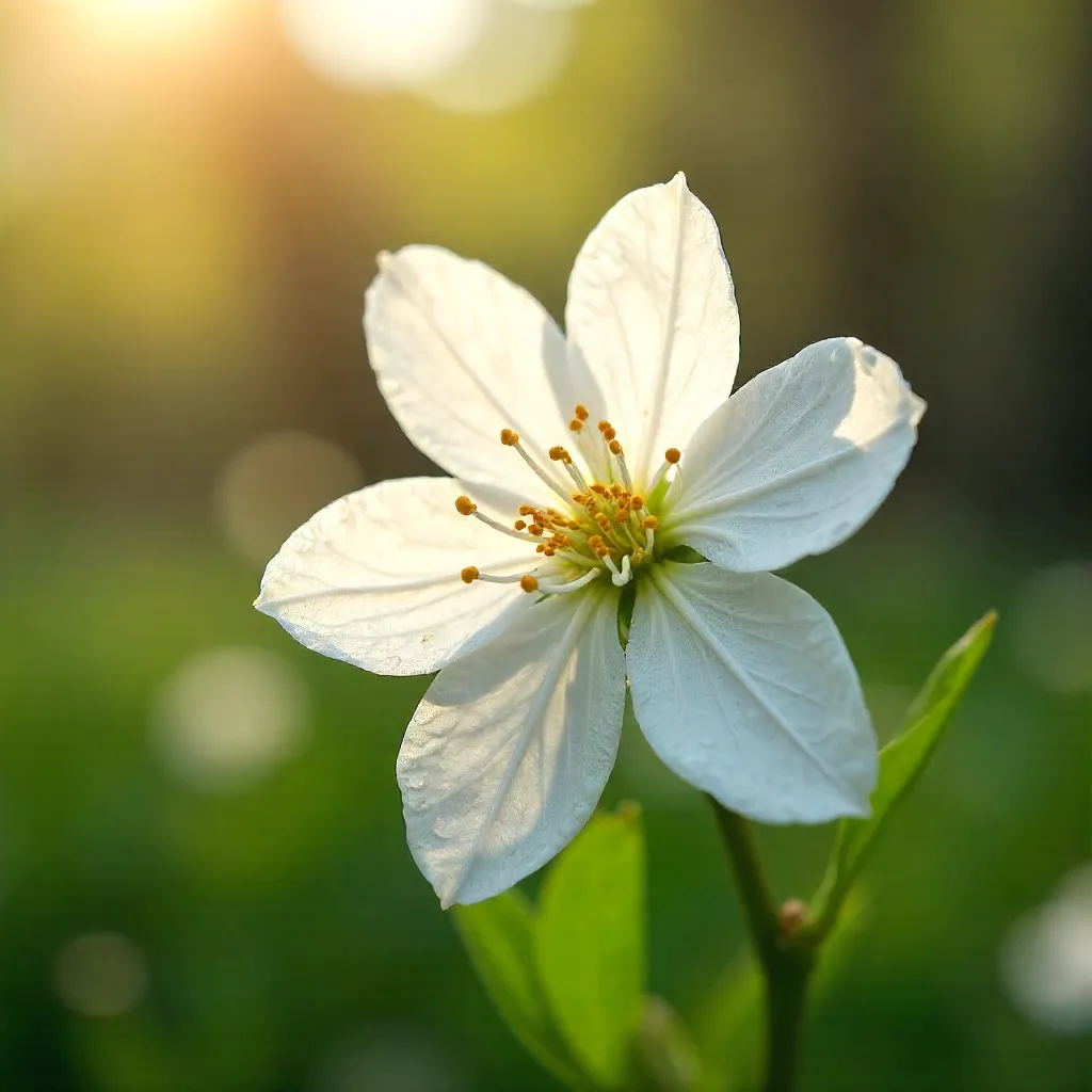 Macro Close-Up of Delicate White Spring Flowers