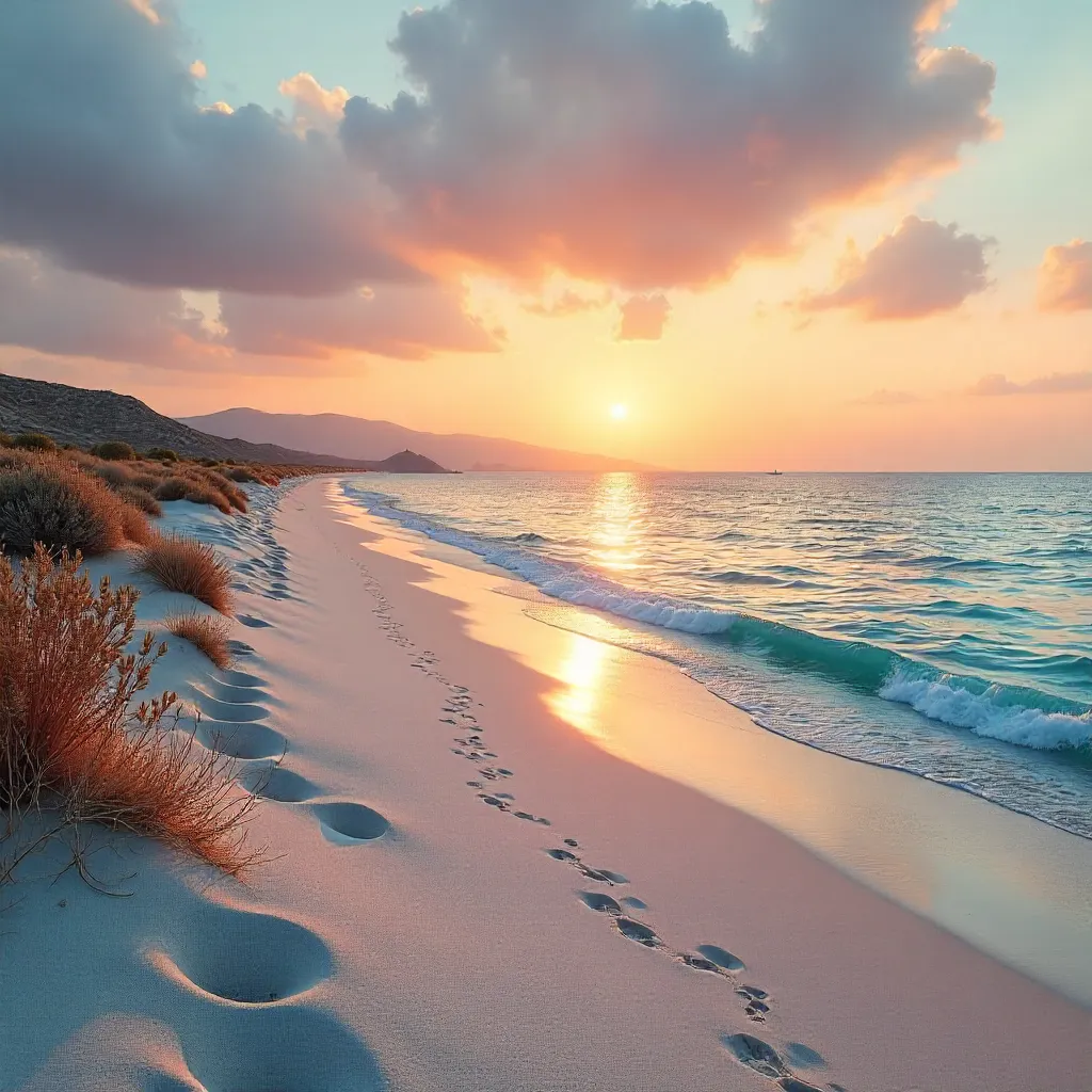 Ksamil at Sunset: Tranquil Sandy Shoreline