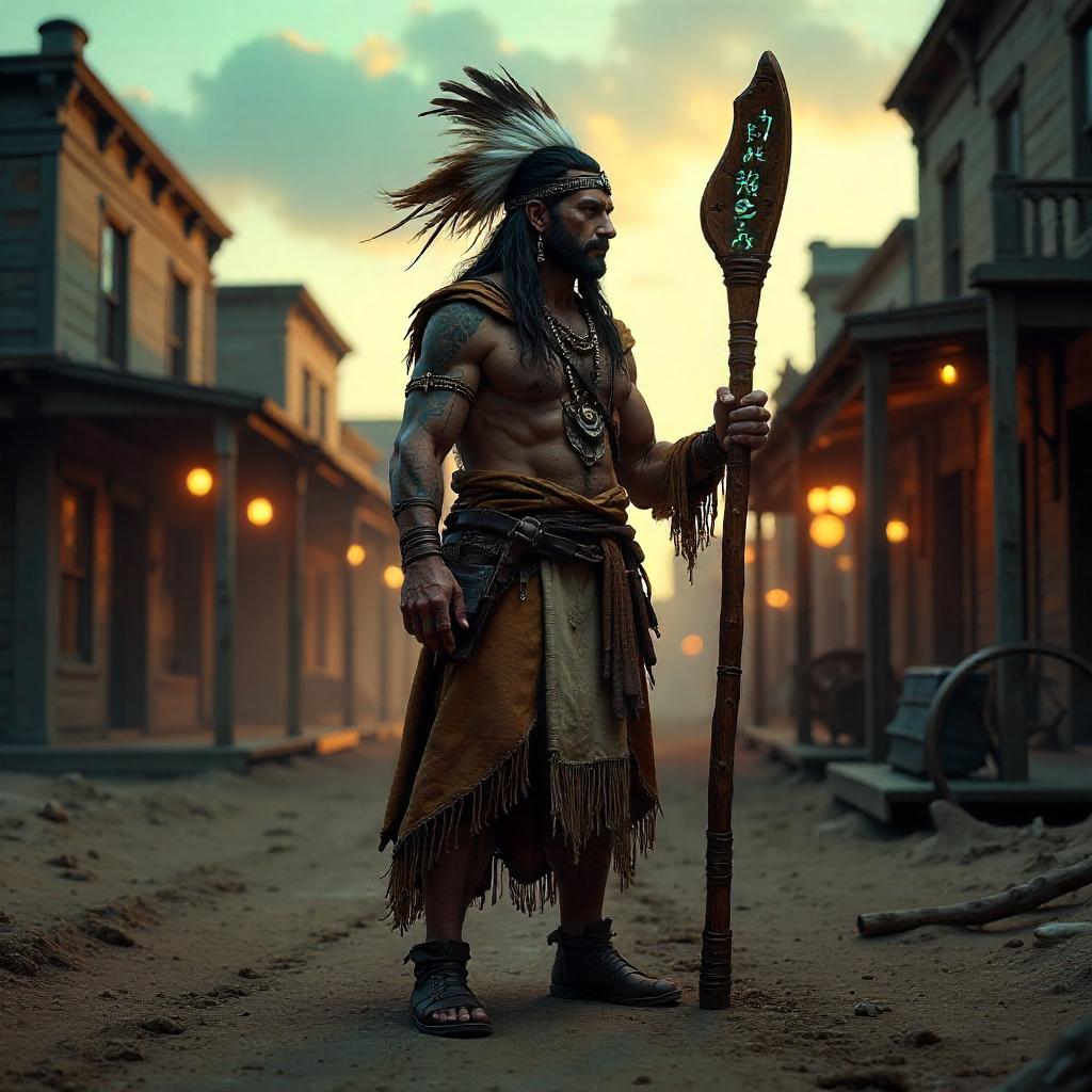 Shaman in a Ghost Town: 3D Render