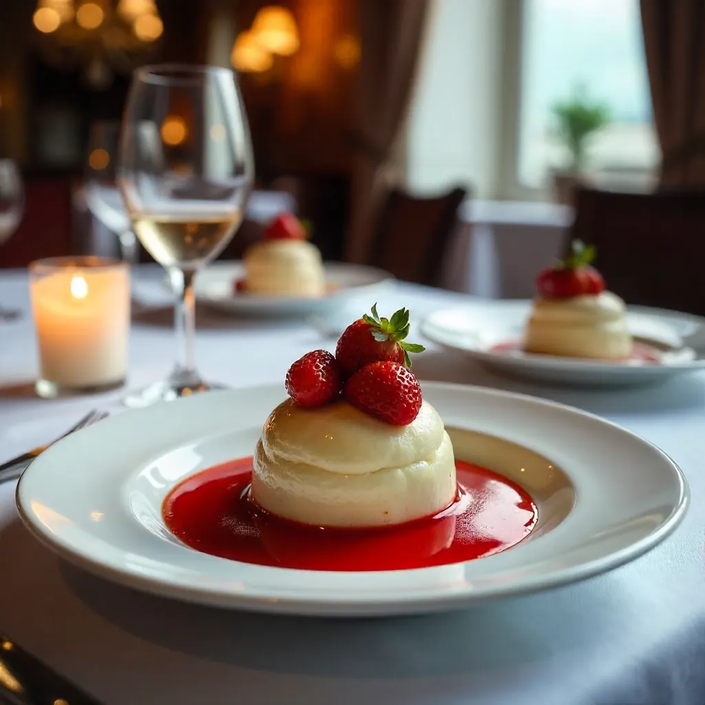 Silky Strawberry Dessert in an Elegant French Restaurant
