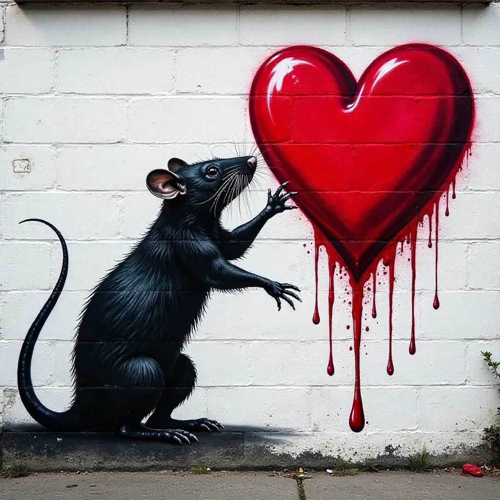 Reaching for a Dripping Heart: Street Rat Mural
