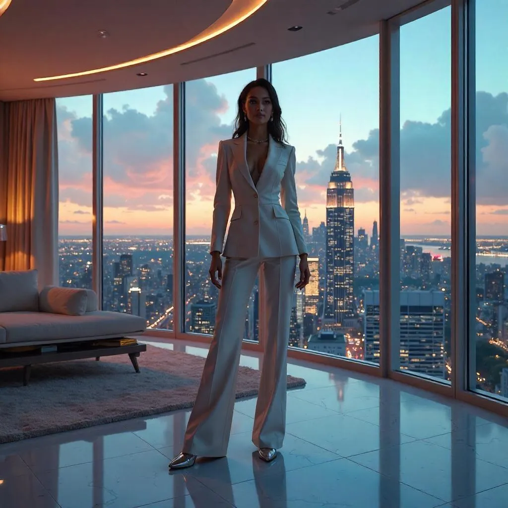 Confident White Woman in a Penthouse – Concept Art
