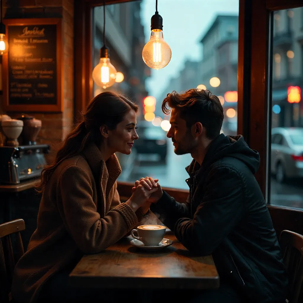 Romantic Coffee Moment in a Vancouver Café