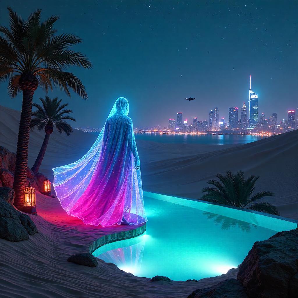 Cyberpunk Ghost at the Neon Oasis
