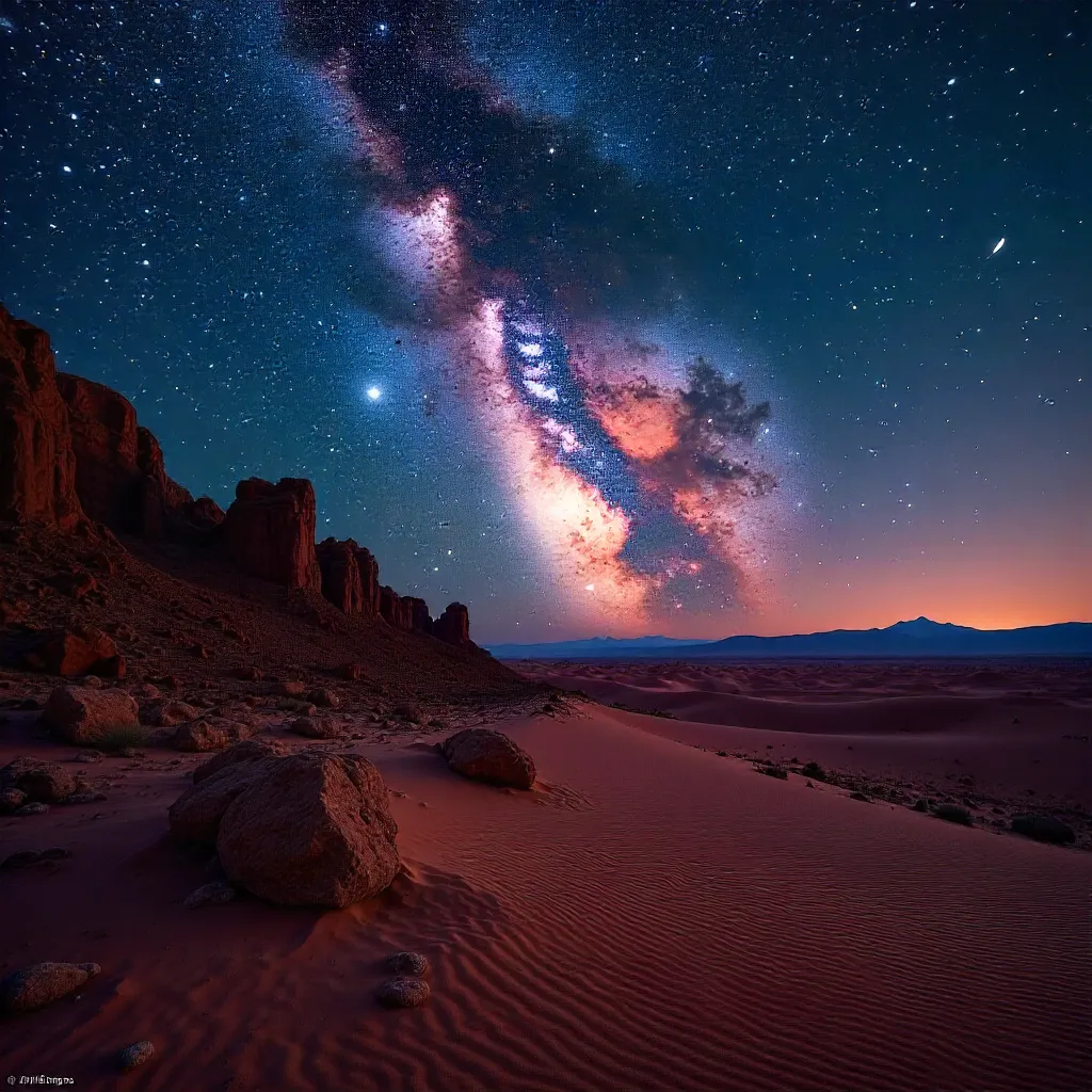 Milky Way Over Namibian Red Desert Rocks