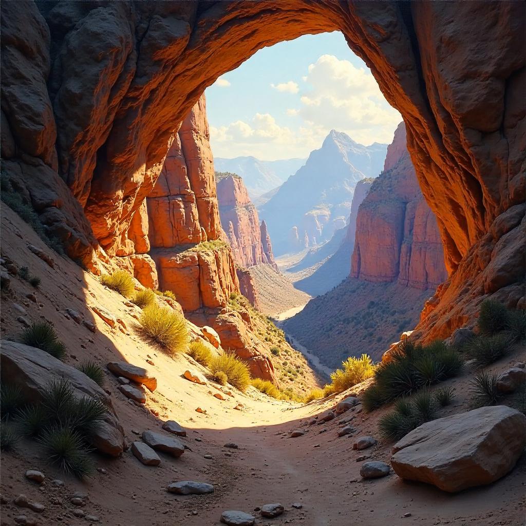 Canyon Light in a Mountain Cave