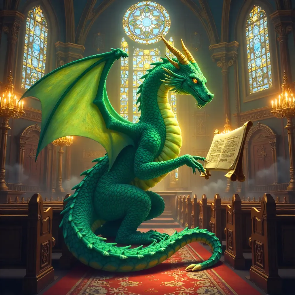 Anime Dragon in a Sacred Synagogue