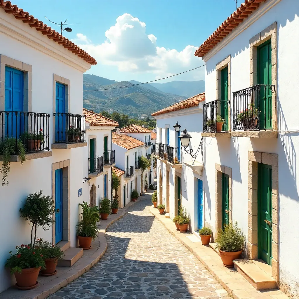 Whitewashed Frigiliana: Cobblestone Street in Andalusia