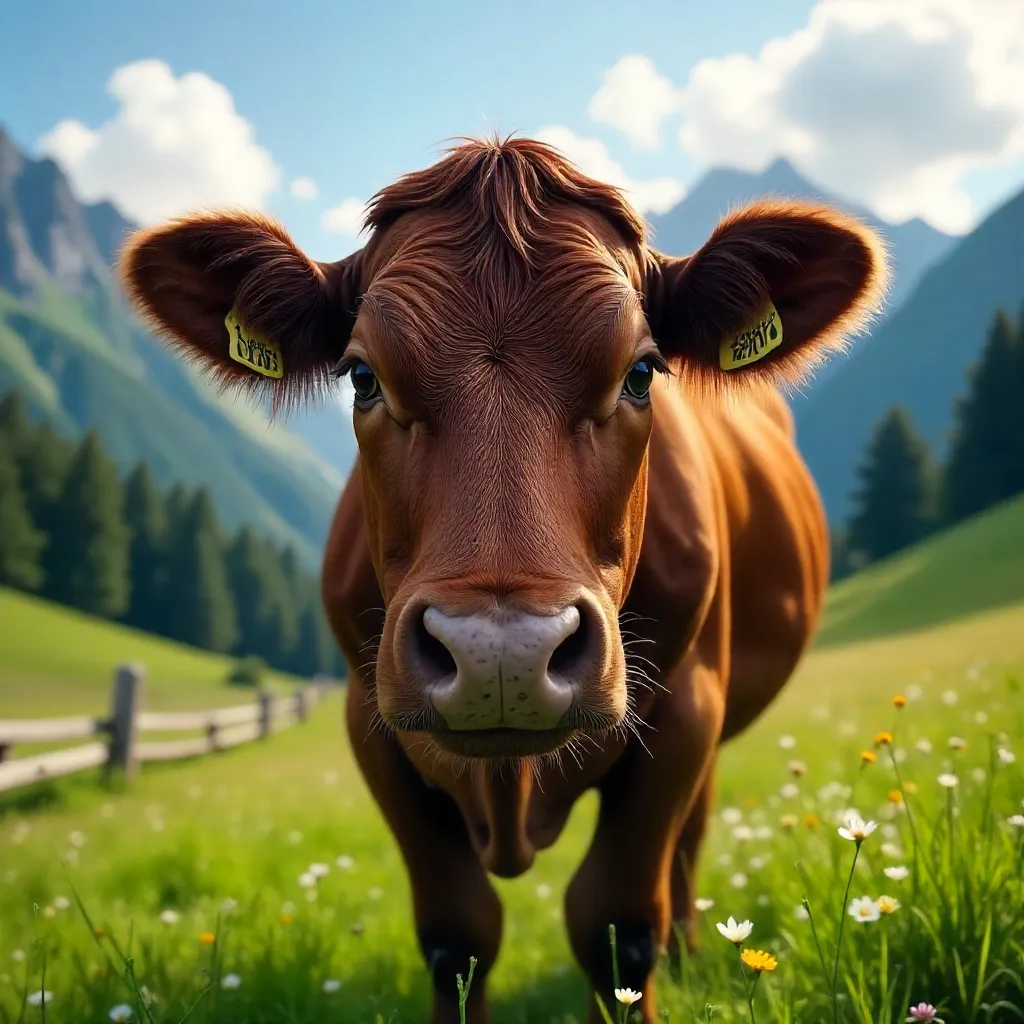Brown Alpine Cow in Lush Oberstdorf Pasture