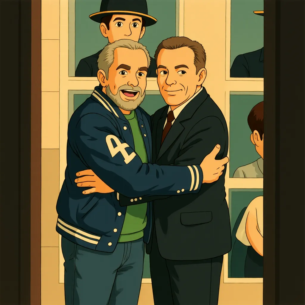F. Murray Abraham and Bryan Cranston at an event for The Phoenician Scheme (2025) - Ghibli style