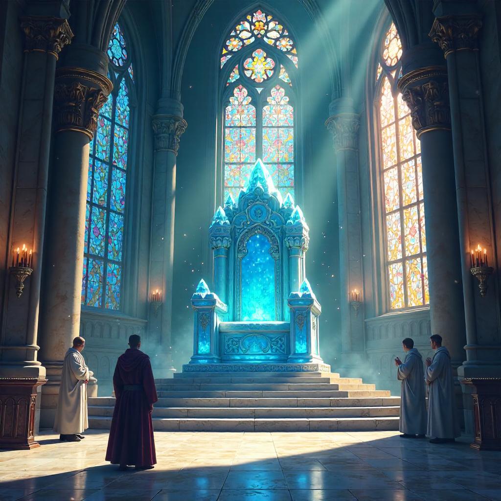 Crystal Throne in a Sacred Monastery - Anime Style