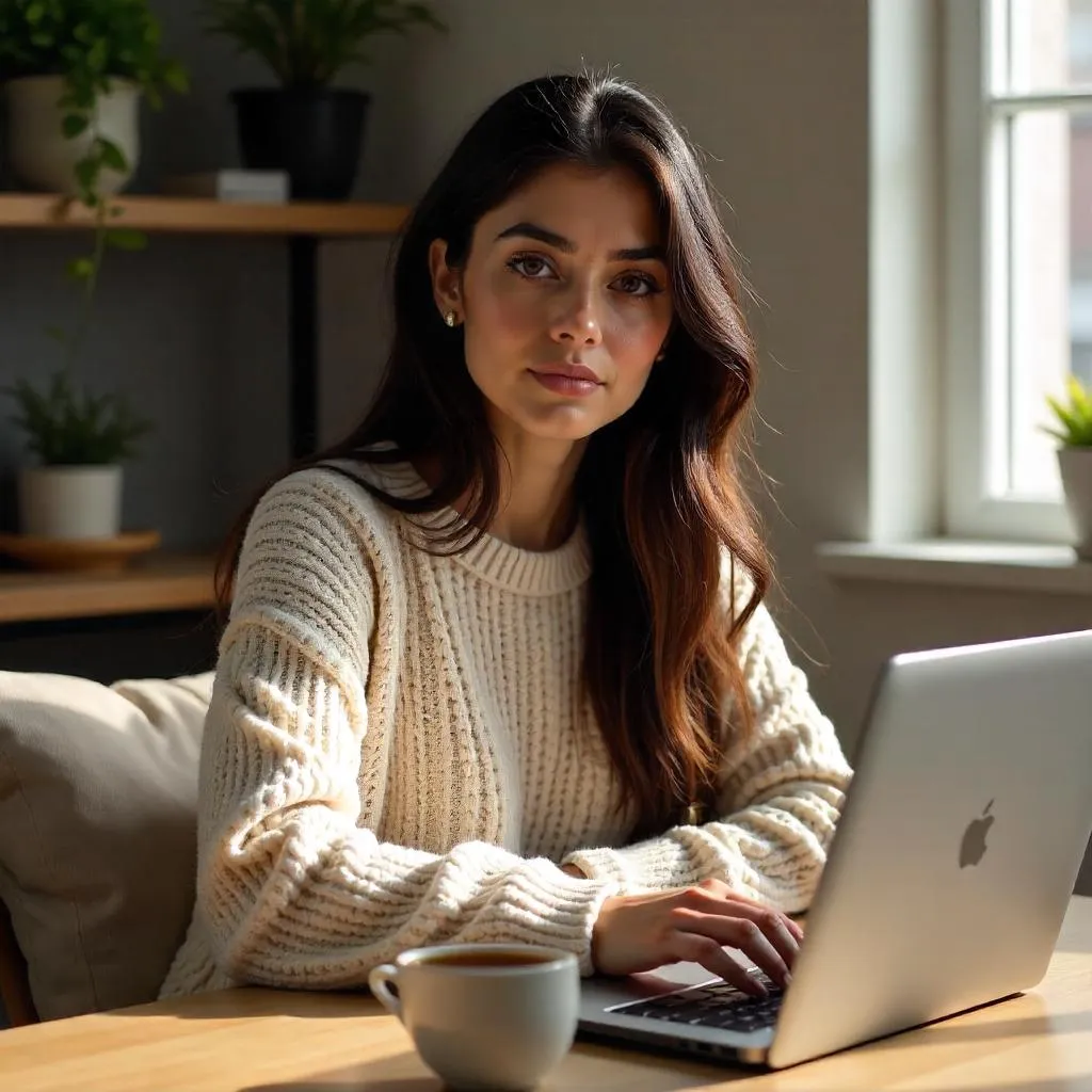 Photorealistic Portrait: Young Middle Eastern Woman at Home