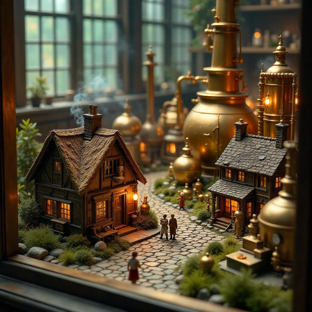 Brass Lab Village: Photorealistic Miniature