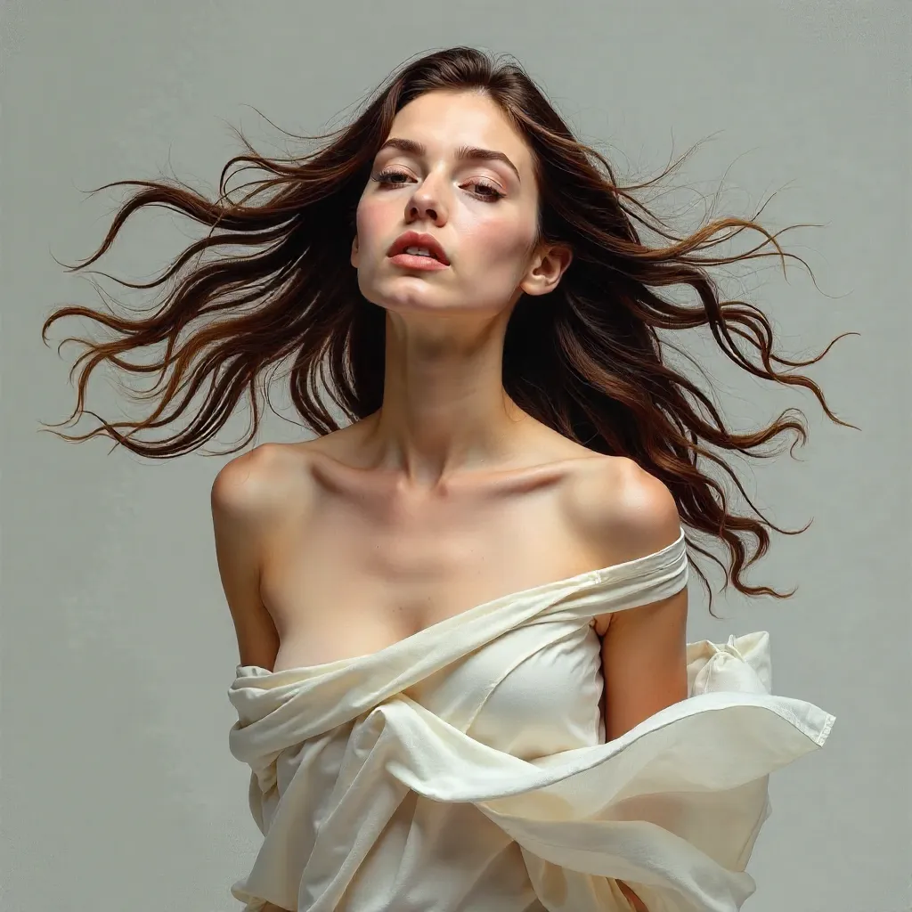 Kinetic Portrait: A Woman in Motion with Flowing Hair