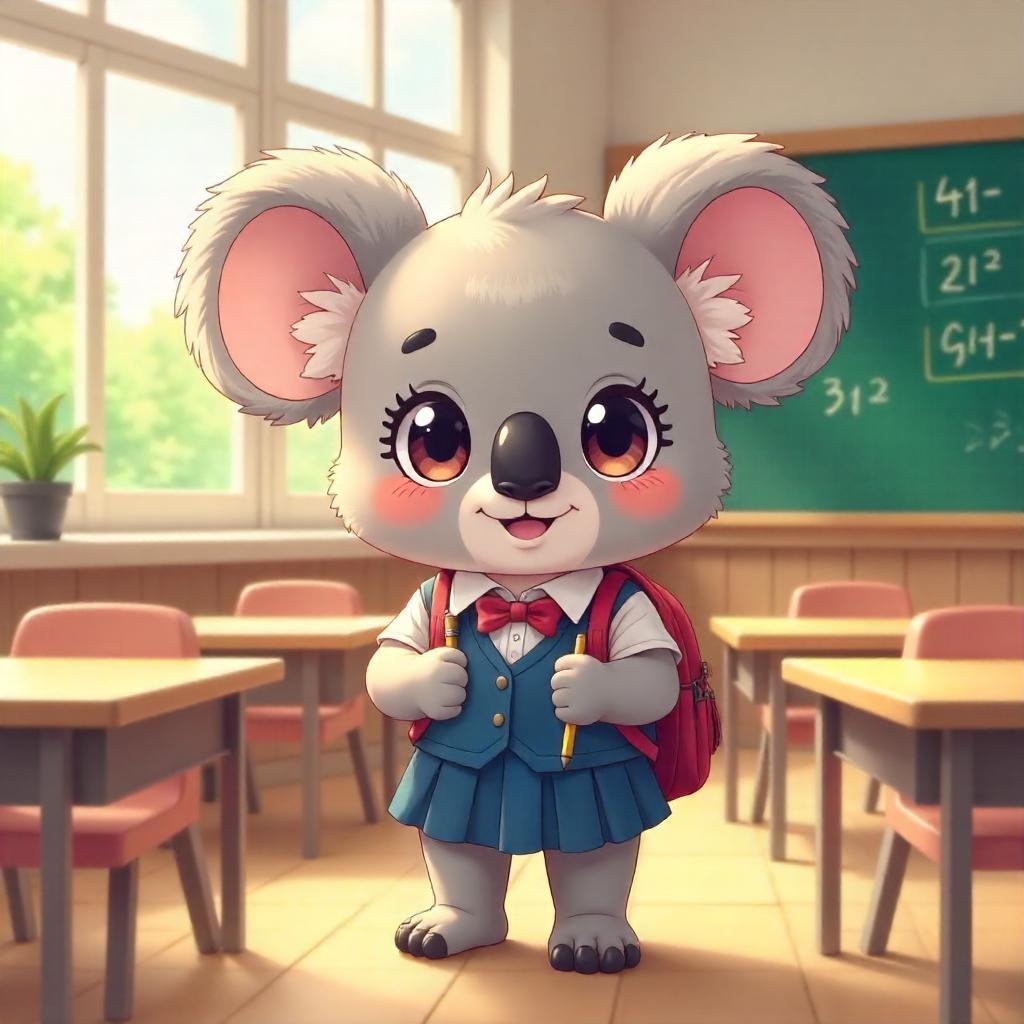 Kawaii Koala Student in Anime School Class