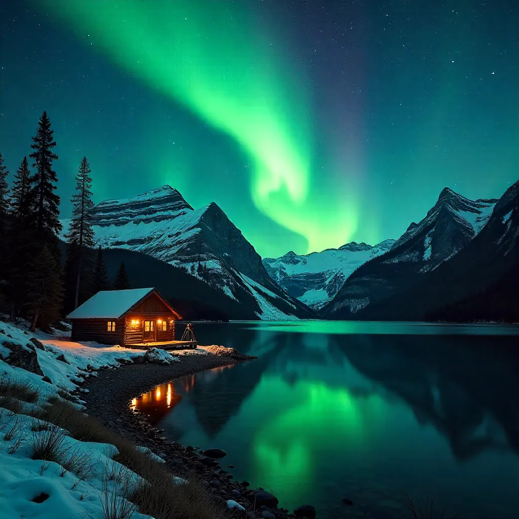 Aurora over BC Mountains: Starry Night Photography