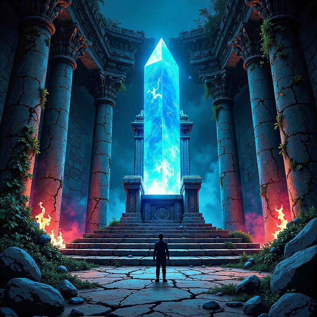Crystal Throne in Ancient Temple Ruins