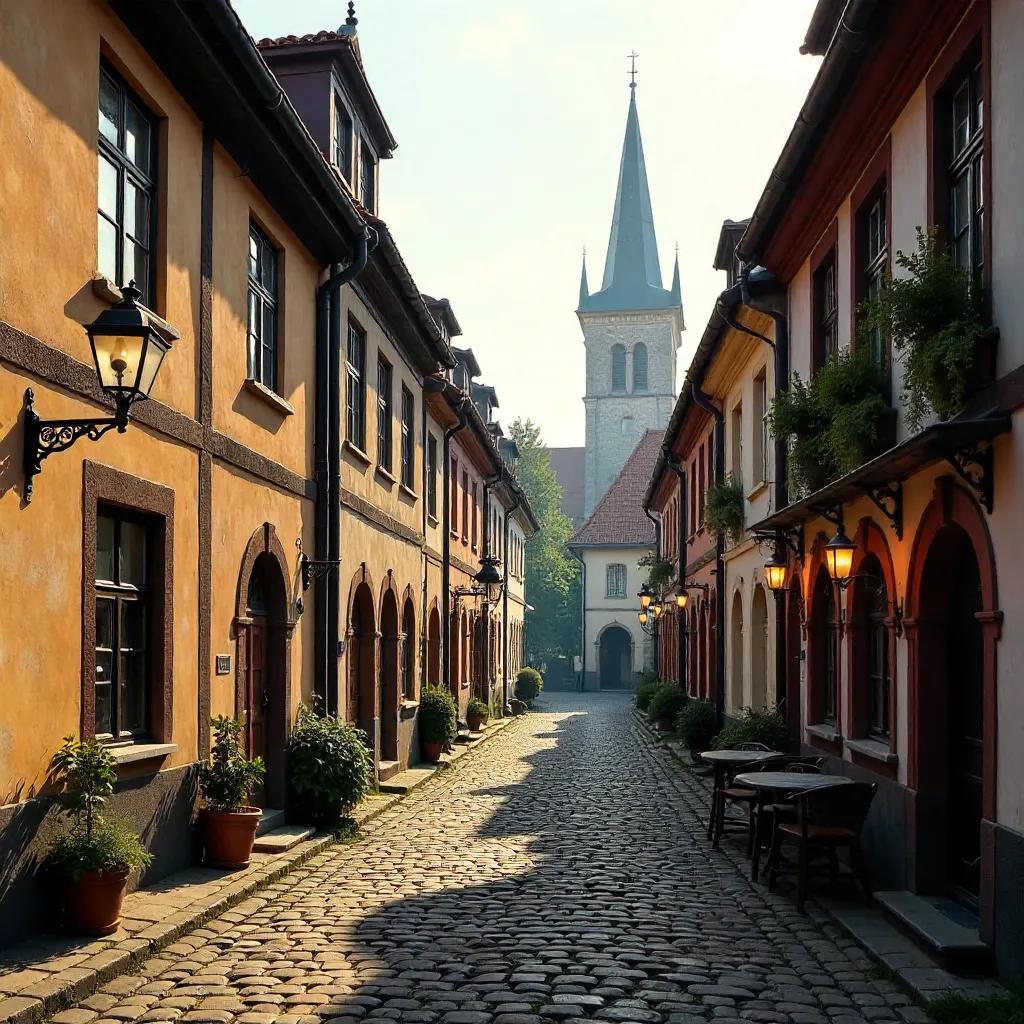 Colorful Cobblestone Street in Tallinn's Old Town
