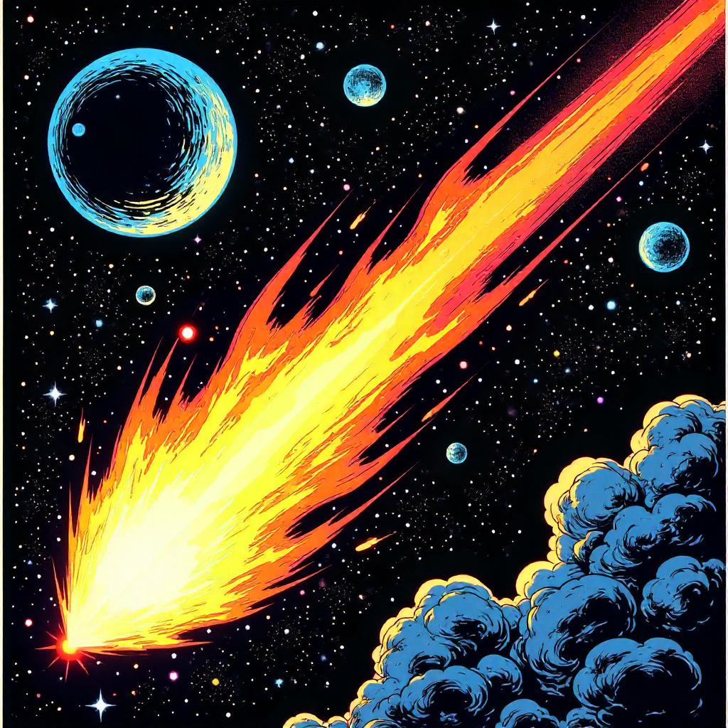 Comet Dash Across Neon Cosmic Night