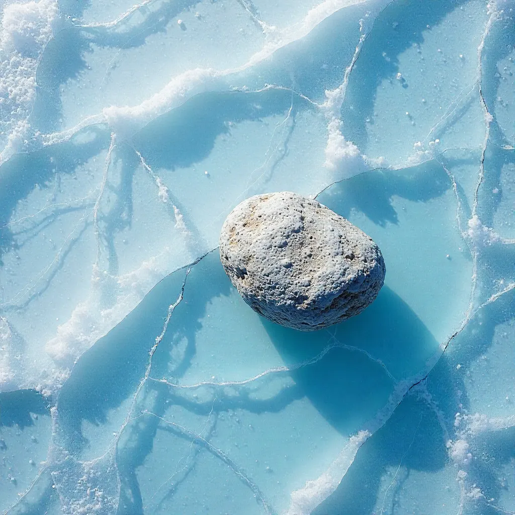 Top-Down Abstract Ice Under Stone in Daylight