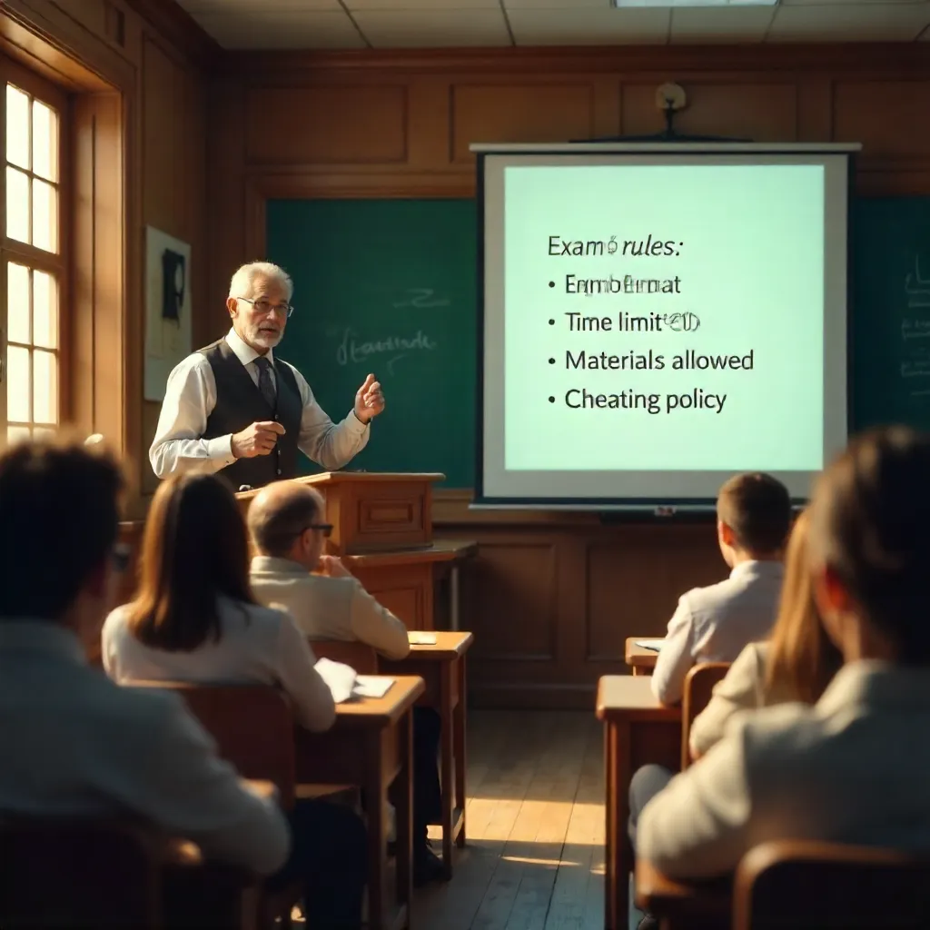 Energetic Professor Explains Exam Rules