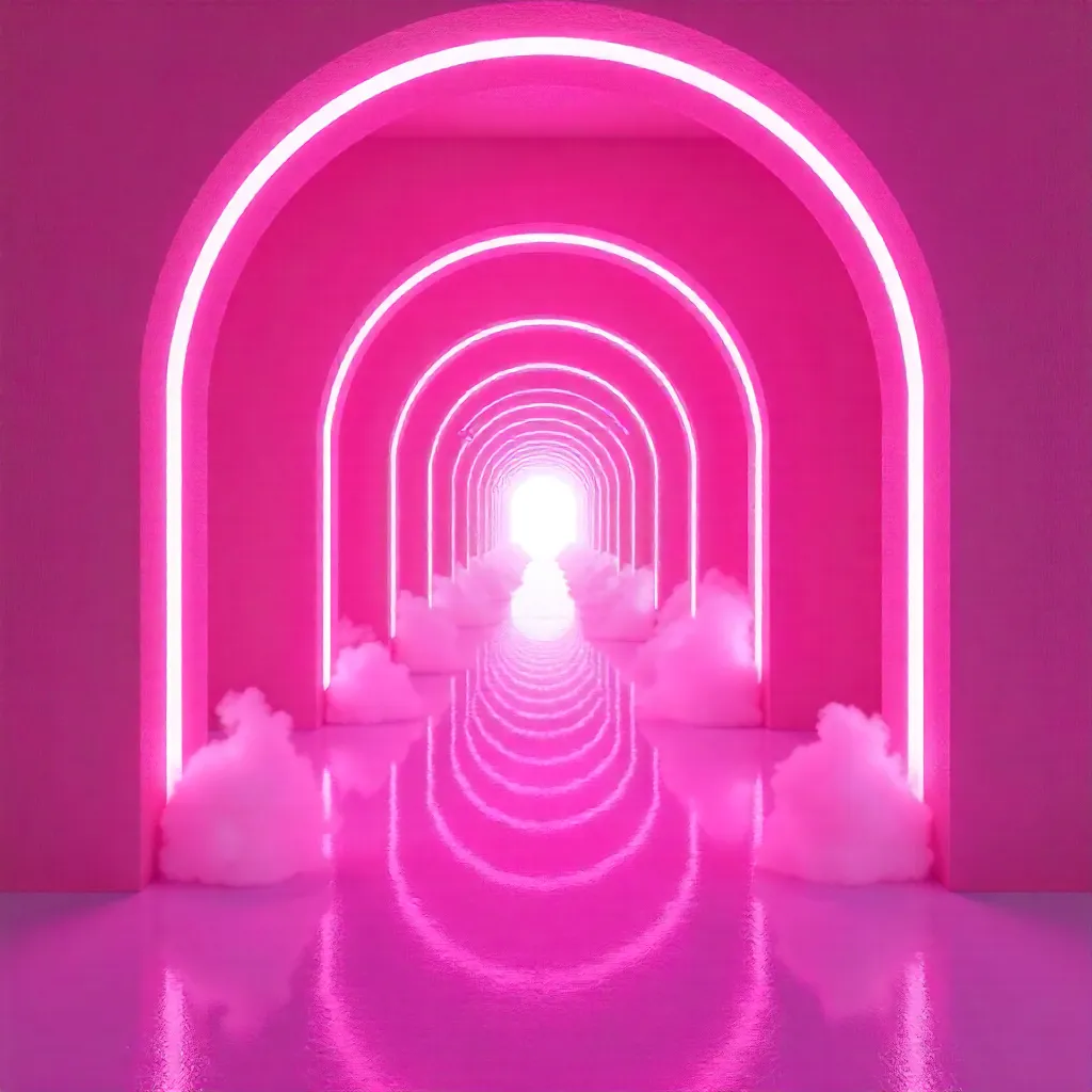 Neon Pink Archway Corridor: An Immersive Dream