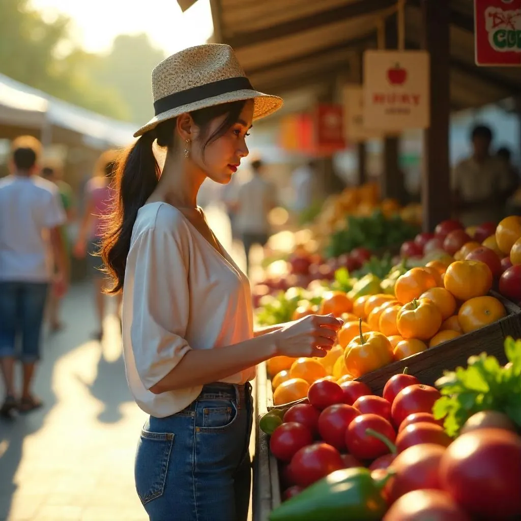 Golden Hour Market Portrait: 3D Render