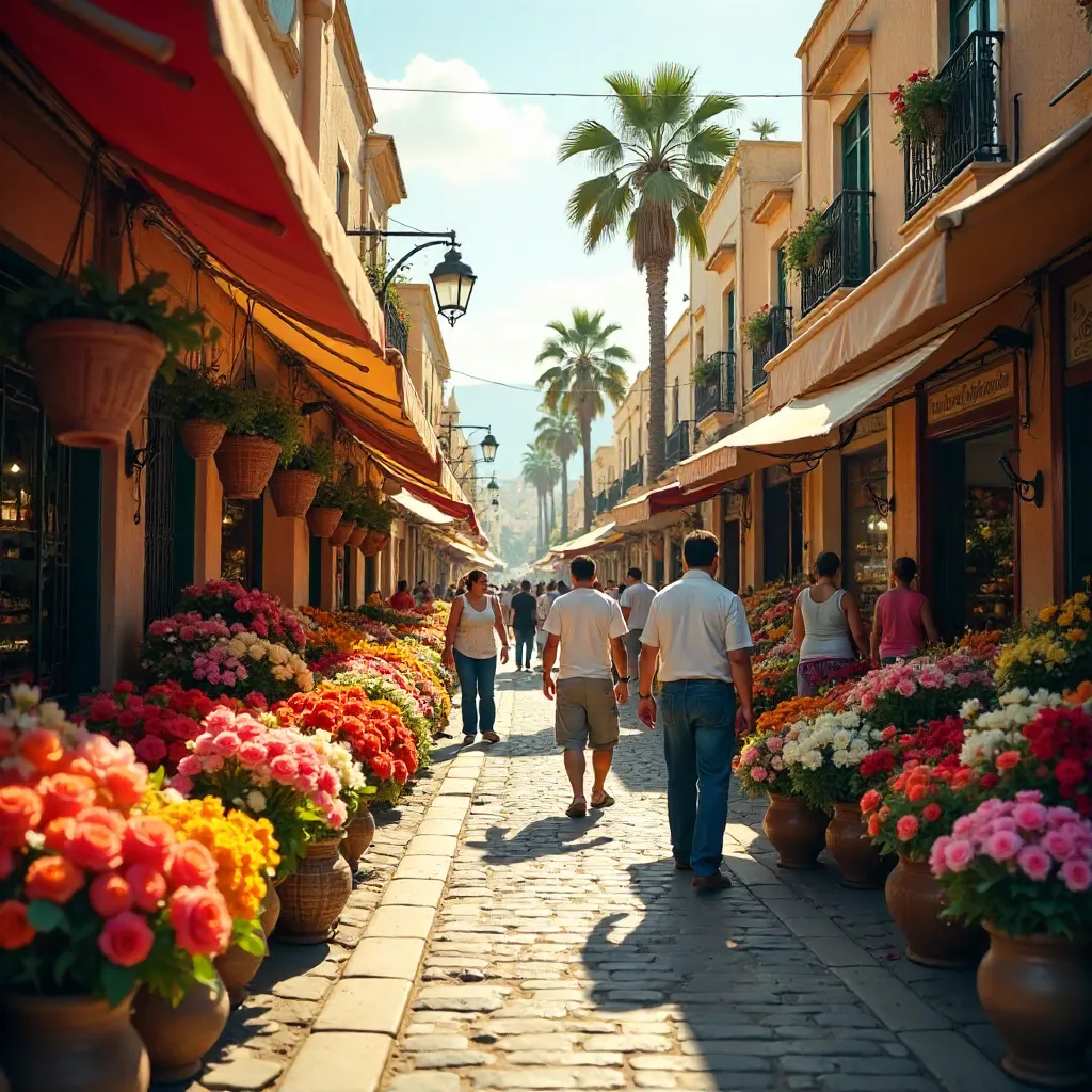 Bustling Algiers Flower Market