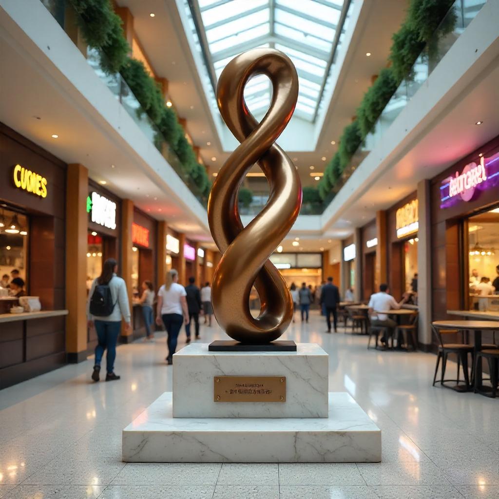Monument in a Bustling Food Court - 3D Render