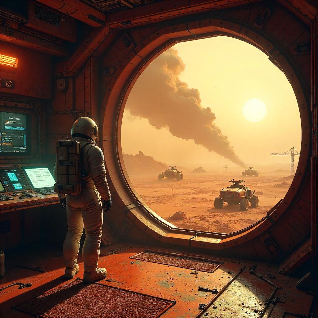 Storm Over the Martian Base: Digital Concept Art