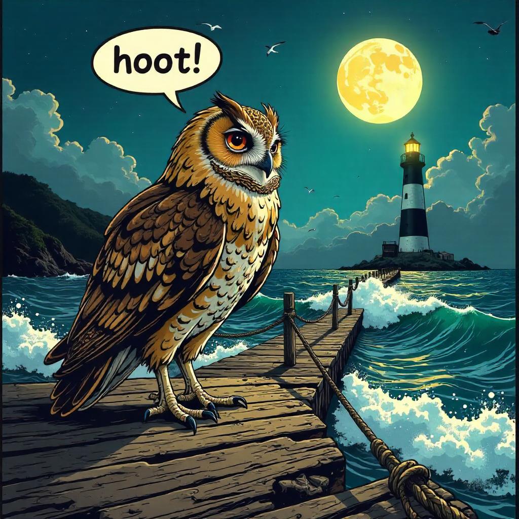 Owl on the Pier: A Comic-Book Night