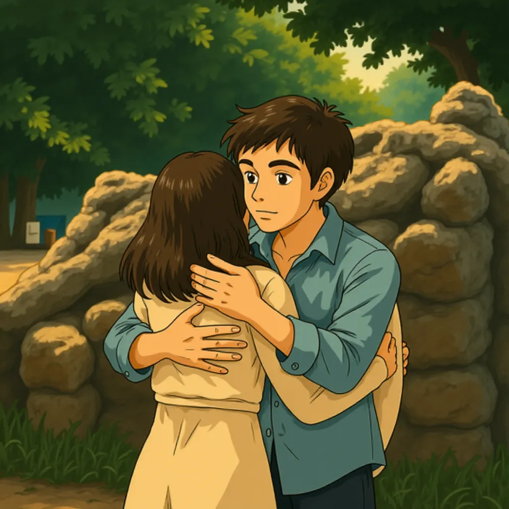 Gael García Bernal and Thomasin McKenzie in Old (2021) - Anime style