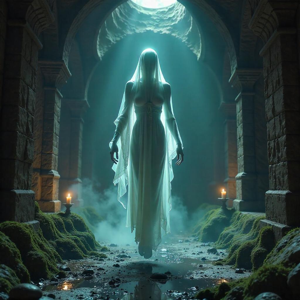 Photorealistic Wraith in a Damp Crypt