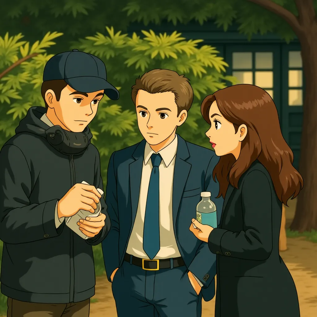 Matt Damon, George Nolfi, and Emily Blunt in The Adjustment Bureau (2011) - Anime style