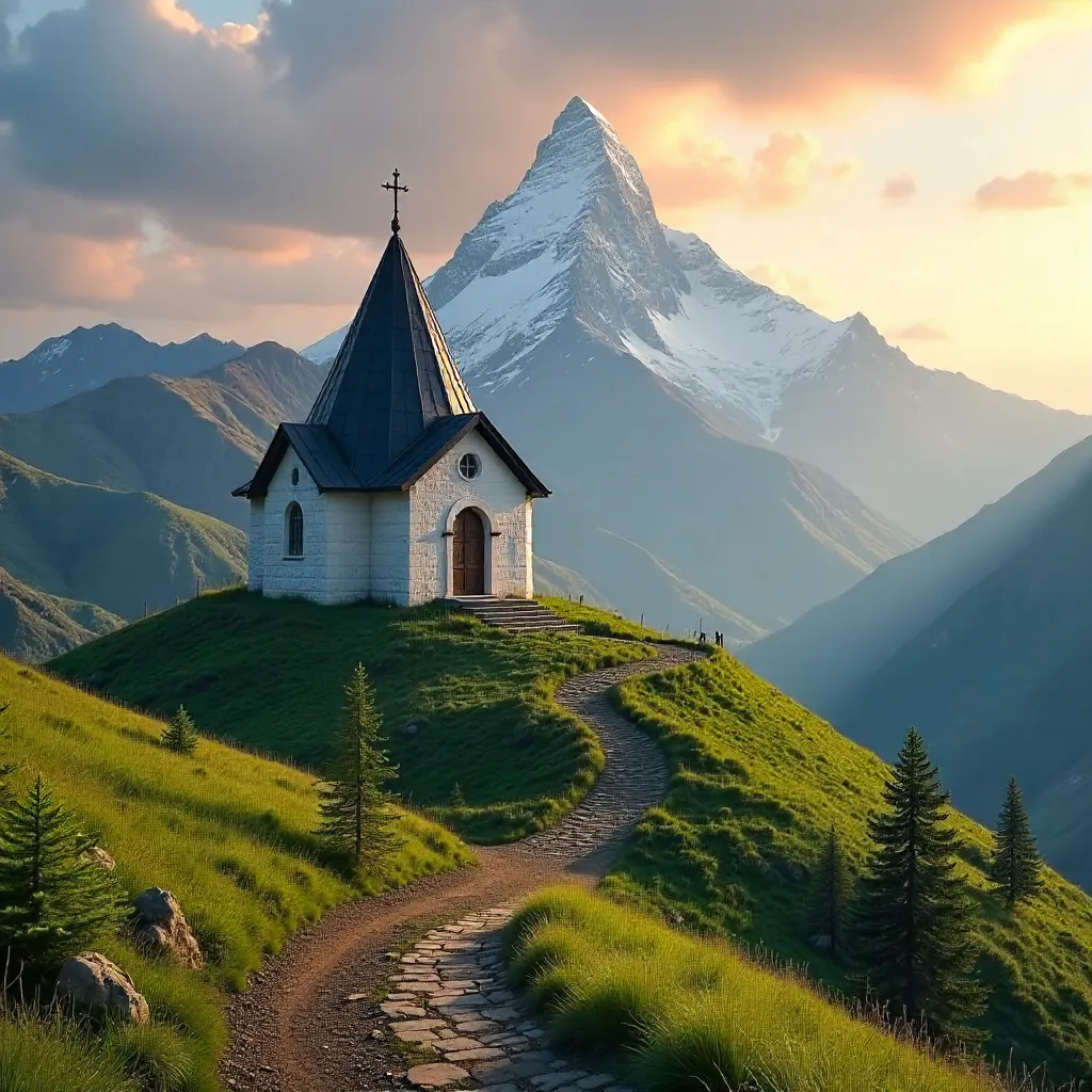 Gergeti Trinity Church with Kazbek Peak