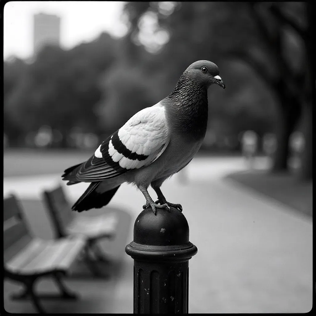 Monochrome Pigeon in Buenos Aires Park