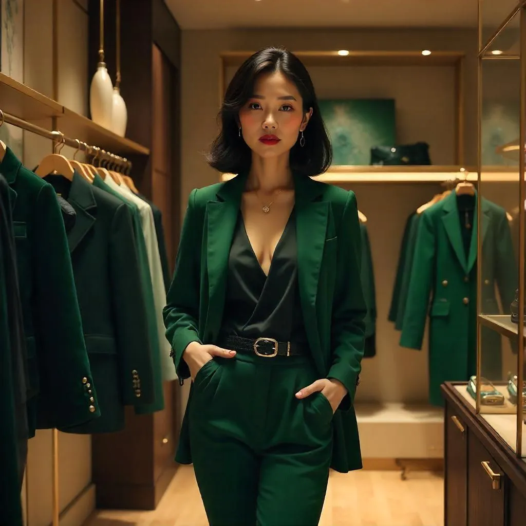 Confident Asian Woman in Boutique — Concept Art