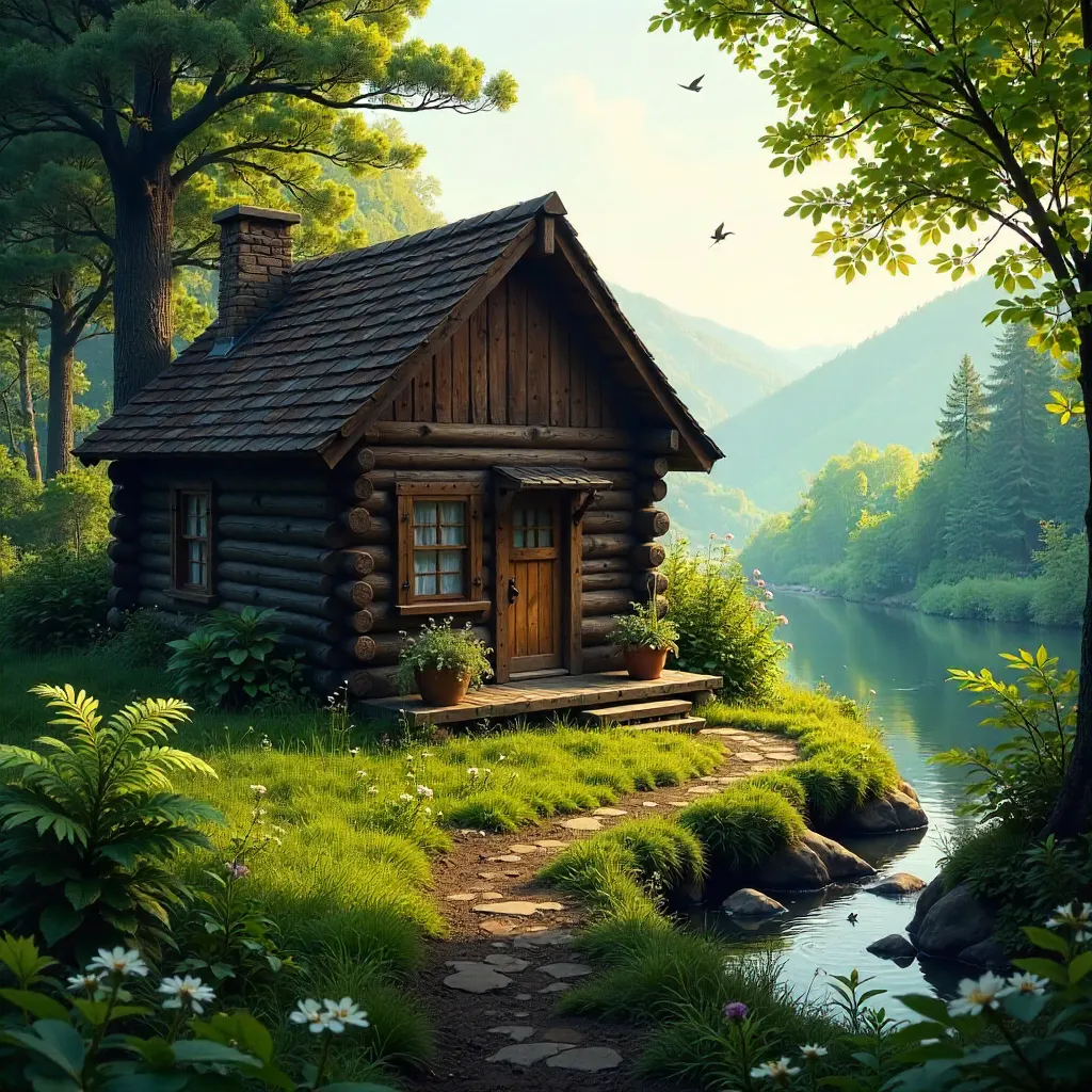 Charming Wooden Cabin in a Lush Green Retreat