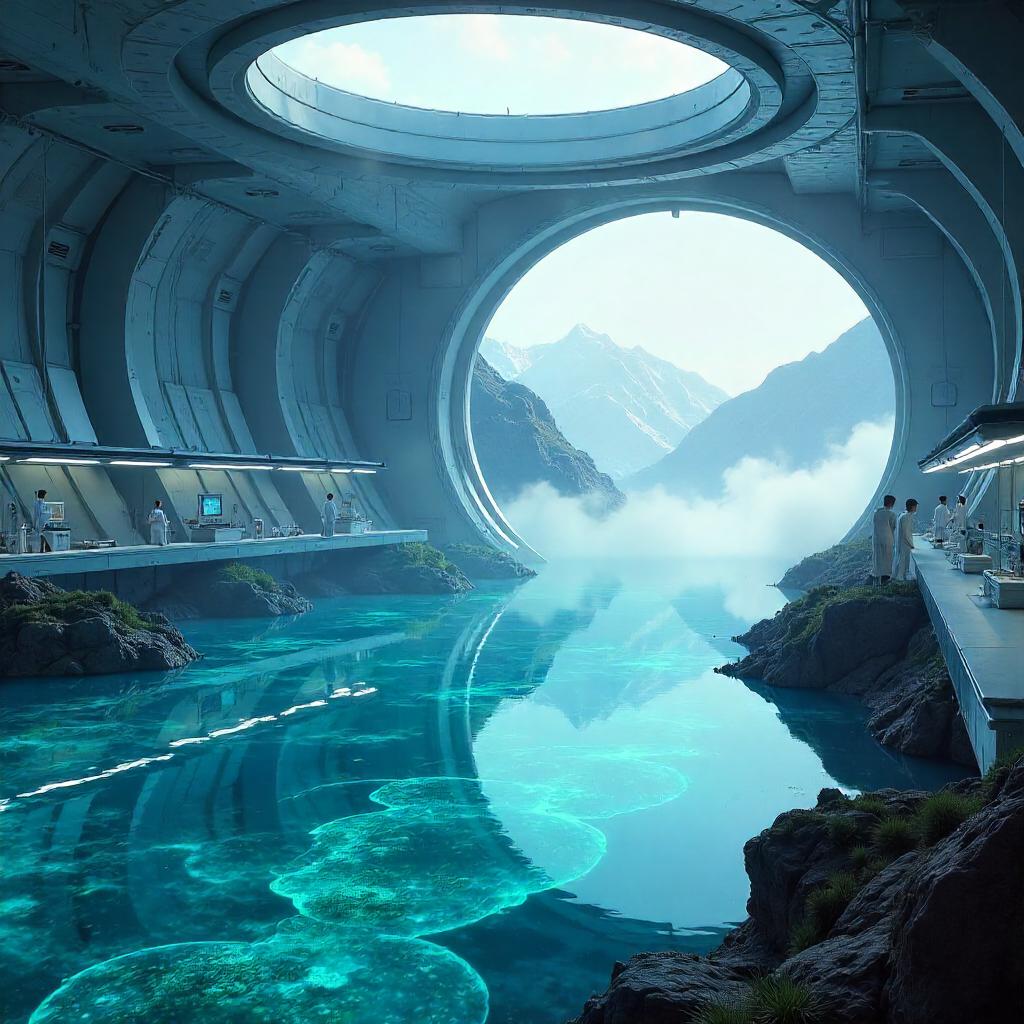 Lake Inside a Glass-Walled Laboratory Concept Art