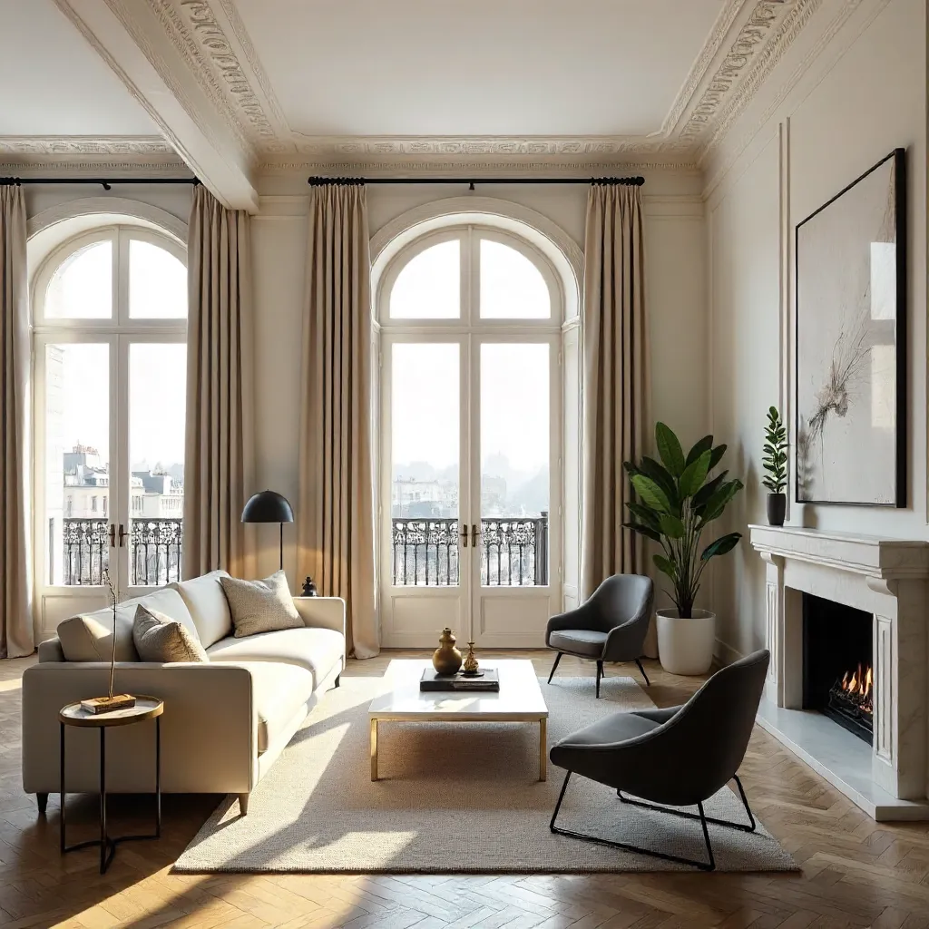 Parisian Elegant Contemporary Living Room