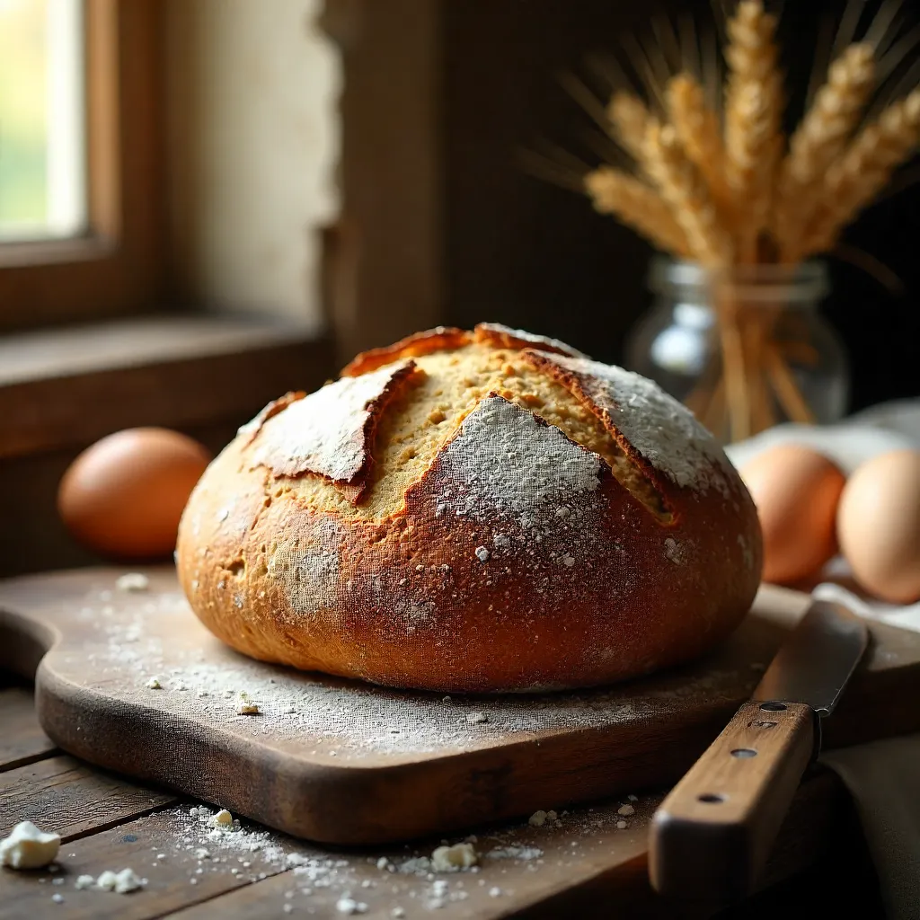 Rustic Whole Wheat Bread on a Wooden Board