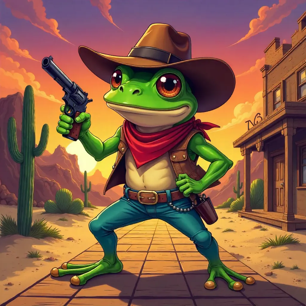 Anime Frog Gunslinger in the Wild West